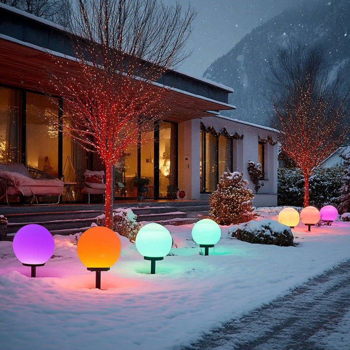 Solarna lampa wolnostojąca ogrodowa GreenBlue, kula, 15x15x48cm, kolorowy LED RGB, GB122