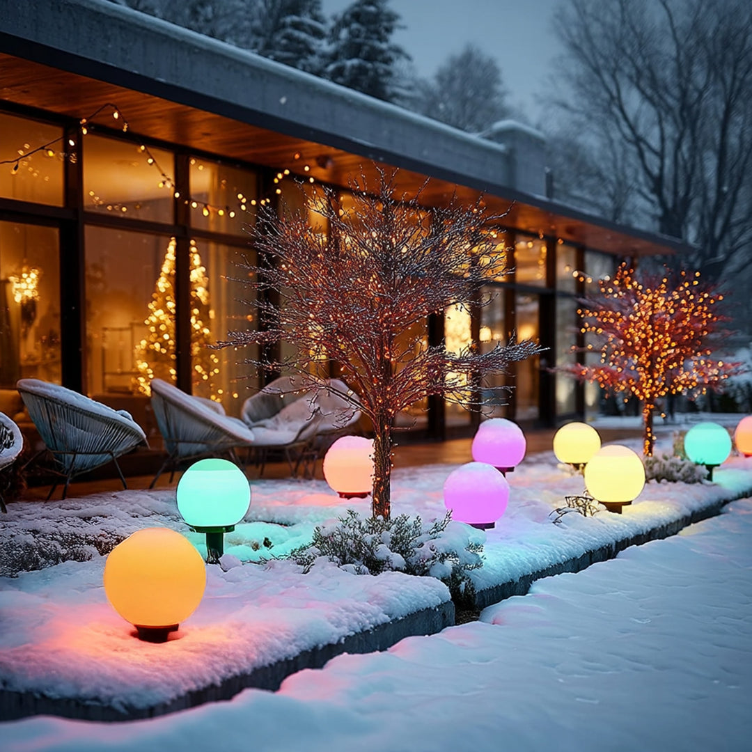 Solarna lampa wolnostojąca ogrodowa GreenBlue, kula, 15x15x48cm, kolorowy LED RGB, GB122