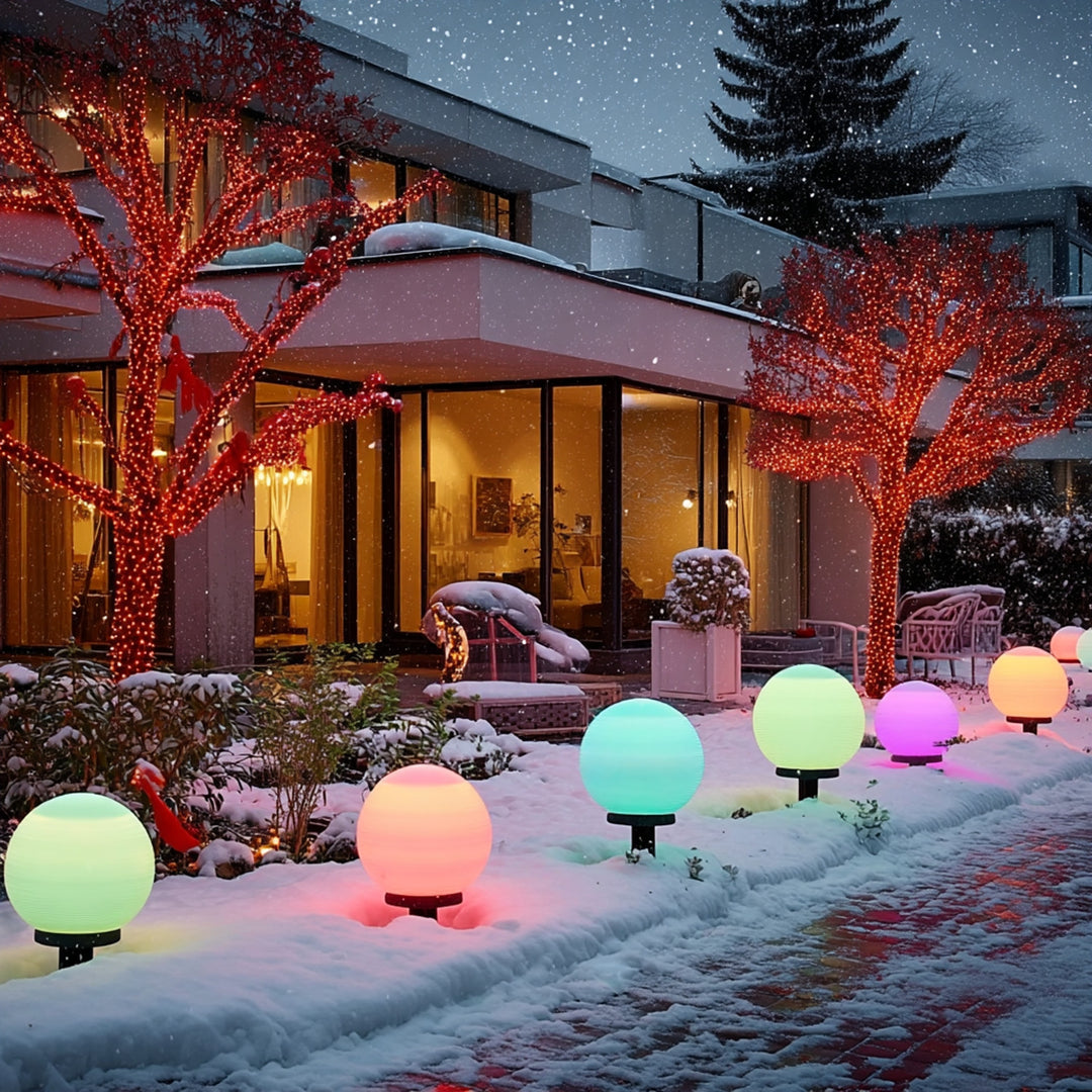 Solarna lampa wolnostojąca ogrodowa GreenBlue, kula, 15x15x48cm, kolorowy LED RGB, GB122