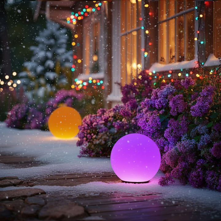 Solarna lampa GreenBlue, wolnostojąca, ogrodowa, kula 25x25x58cm, RGB LED, GB165