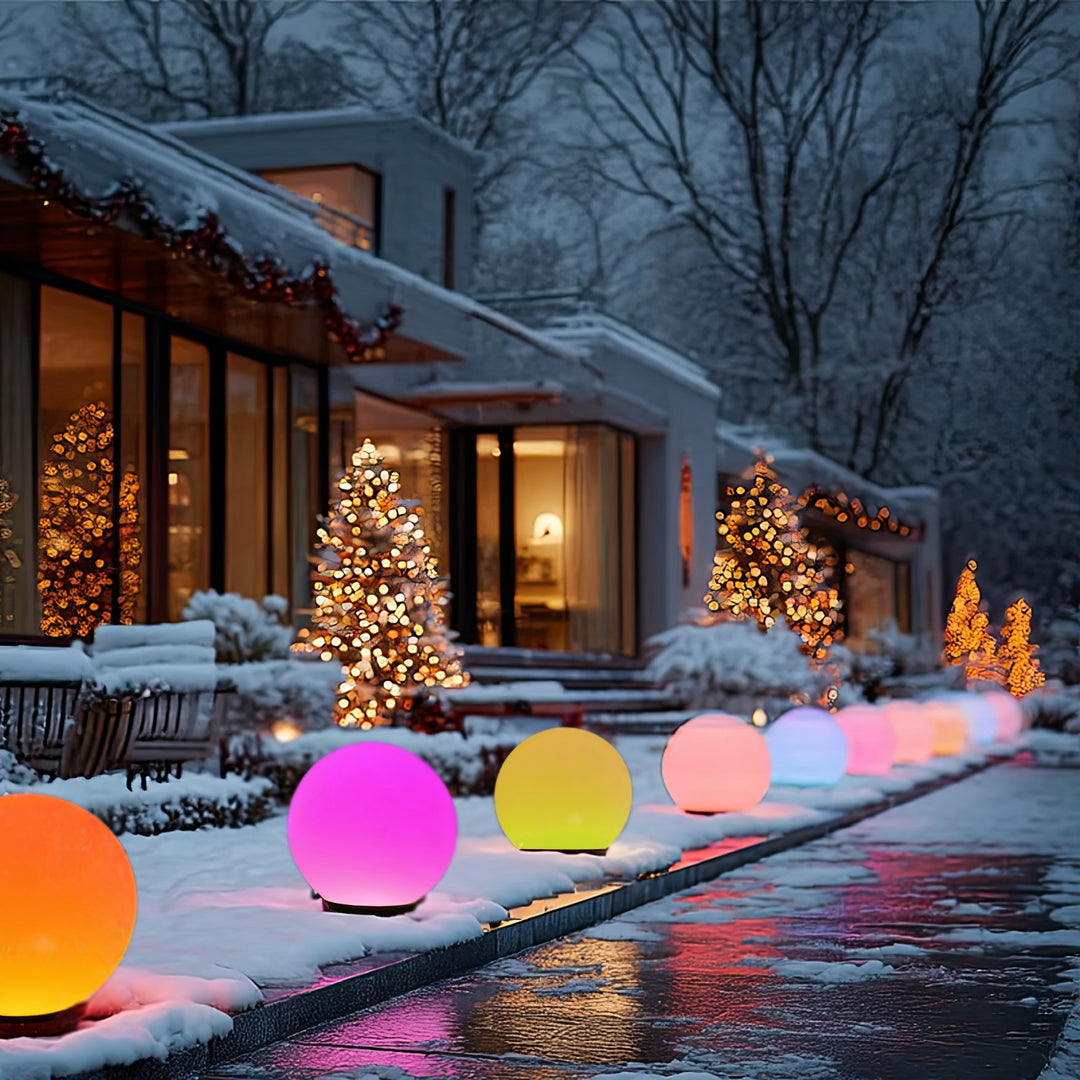 Solarna lampa GreenBlue, wolnostojąca, ogrodowa, kula 25x25x58cm, RGB LED, GB165