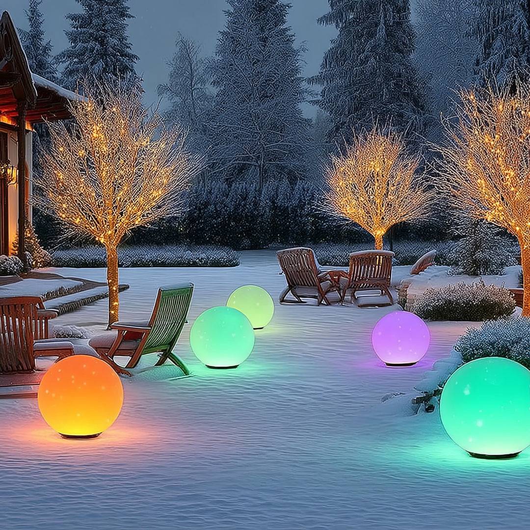 Solarna lampa GreenBlue, wolnostojąca, ogrodowa, kula 25x25x58cm, RGB LED, GB165