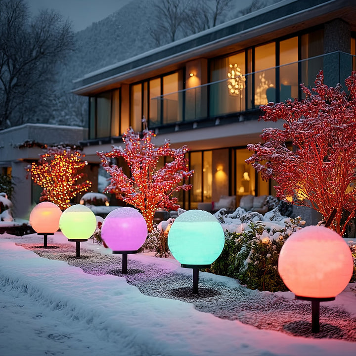 Solarna lampa GreenBlue, wolnostojąca, ogrodowa, kula 25x25x58cm, RGB LED, GB165