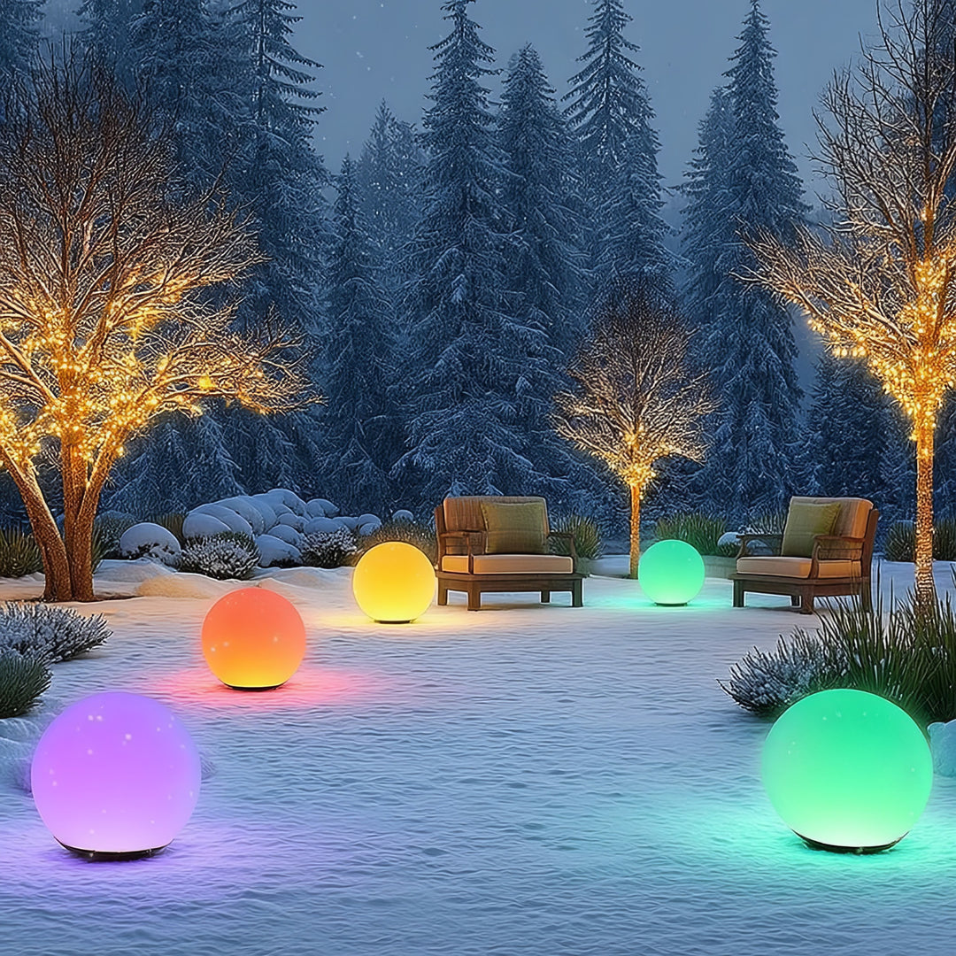 Solarna lampa wolnostojaca ogrodowa GB167 - kula 30x30x63cm, kolorowy LED