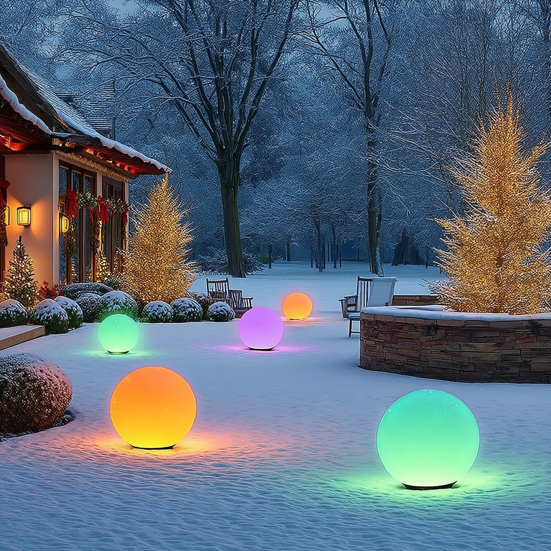 Solarna lampa wolnostojaca ogrodowa GB167 - kula 30x30x63cm, kolorowy LED