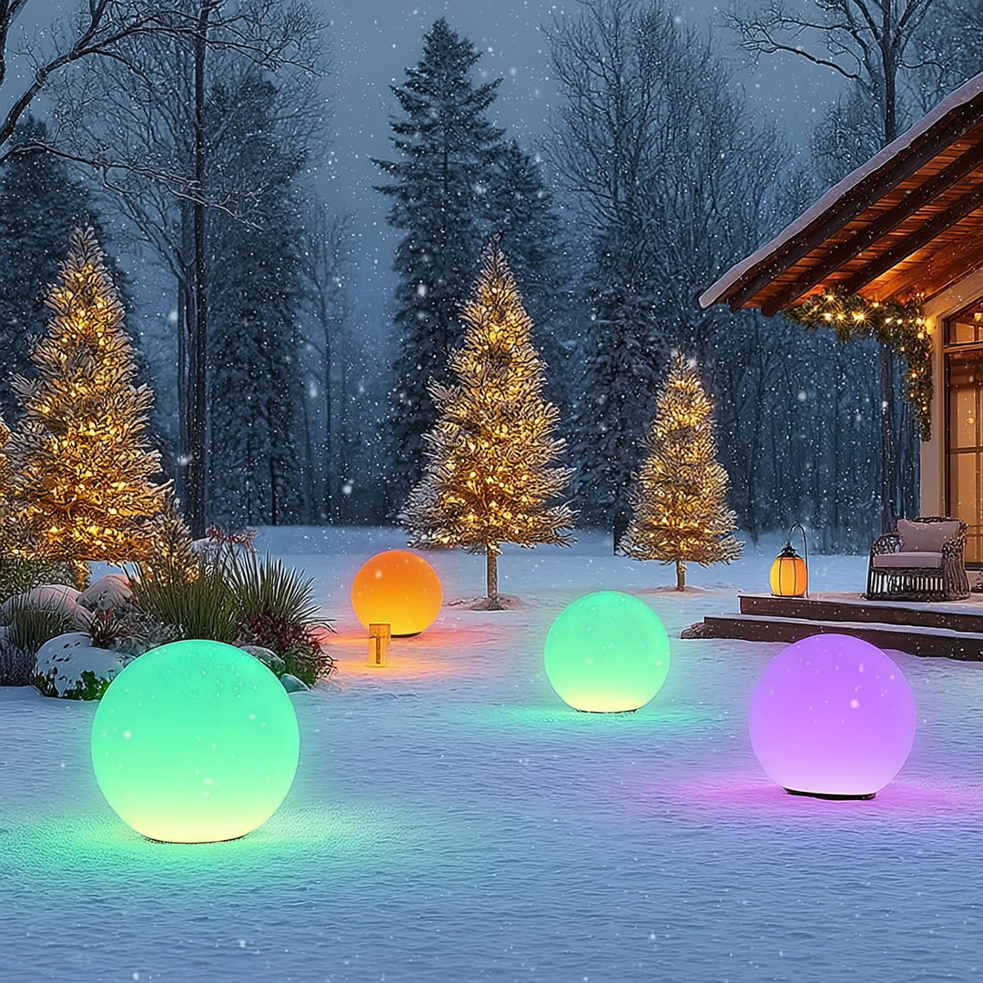 Solarna lampa wolnostojaca ogrodowa GB167 - kula 30x30x63cm, kolorowy LED