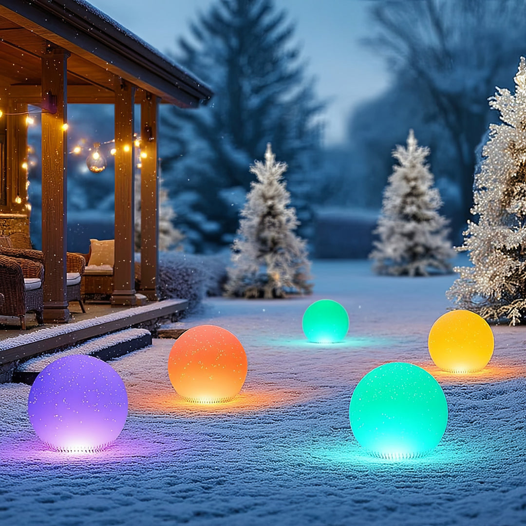 Solarna lampa wolnostojaca ogrodowa GB167 - kula 30x30x63cm, kolorowy LED