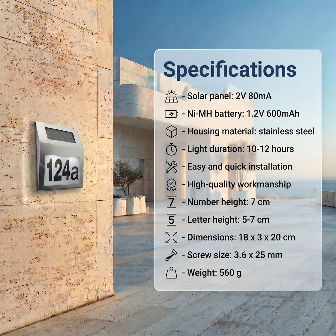 Lampa solarna z numerem domu LED Maclean Energy MCE172