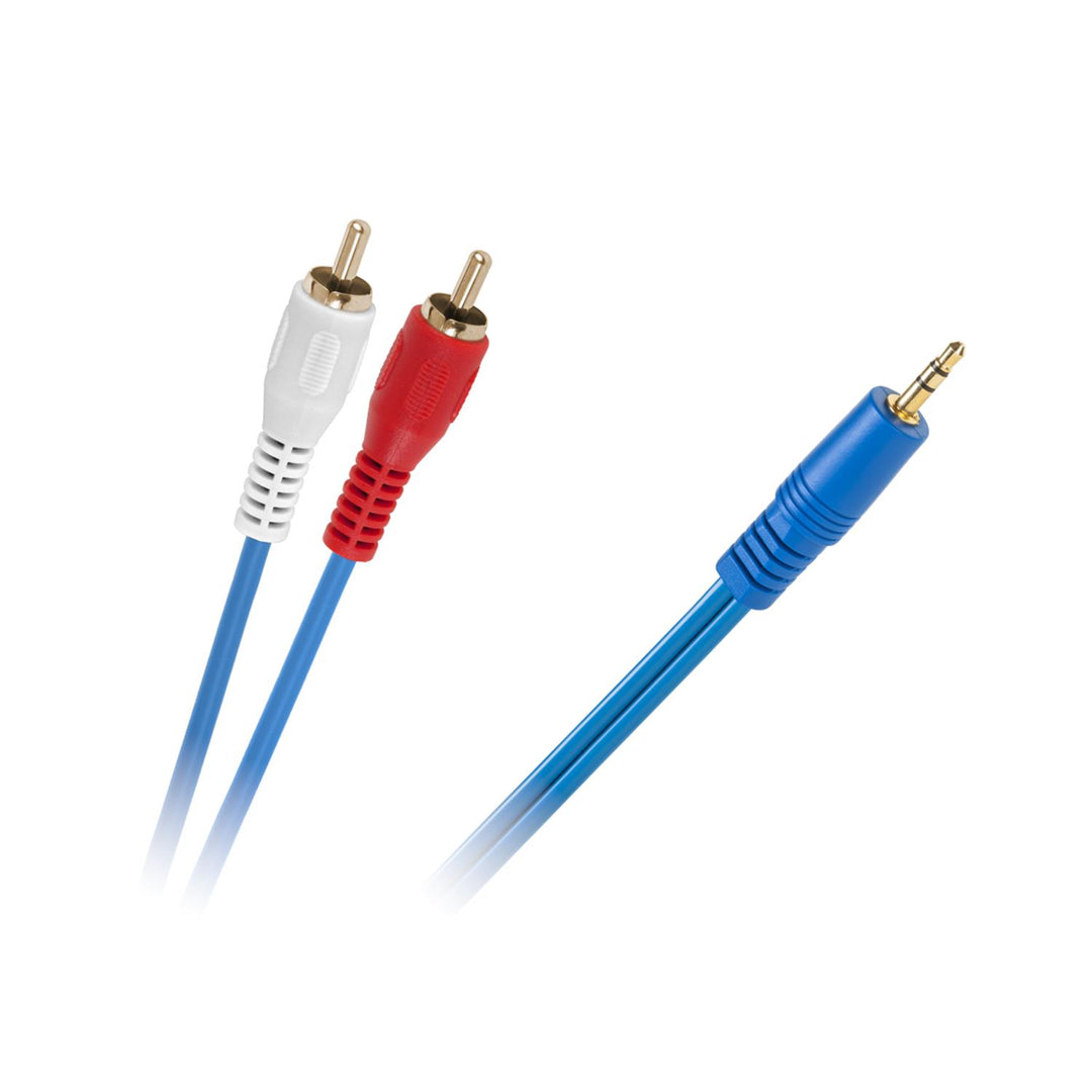 Kabel przewód jack 3,5 mm do 2x RCA 3 m niebieski do audio