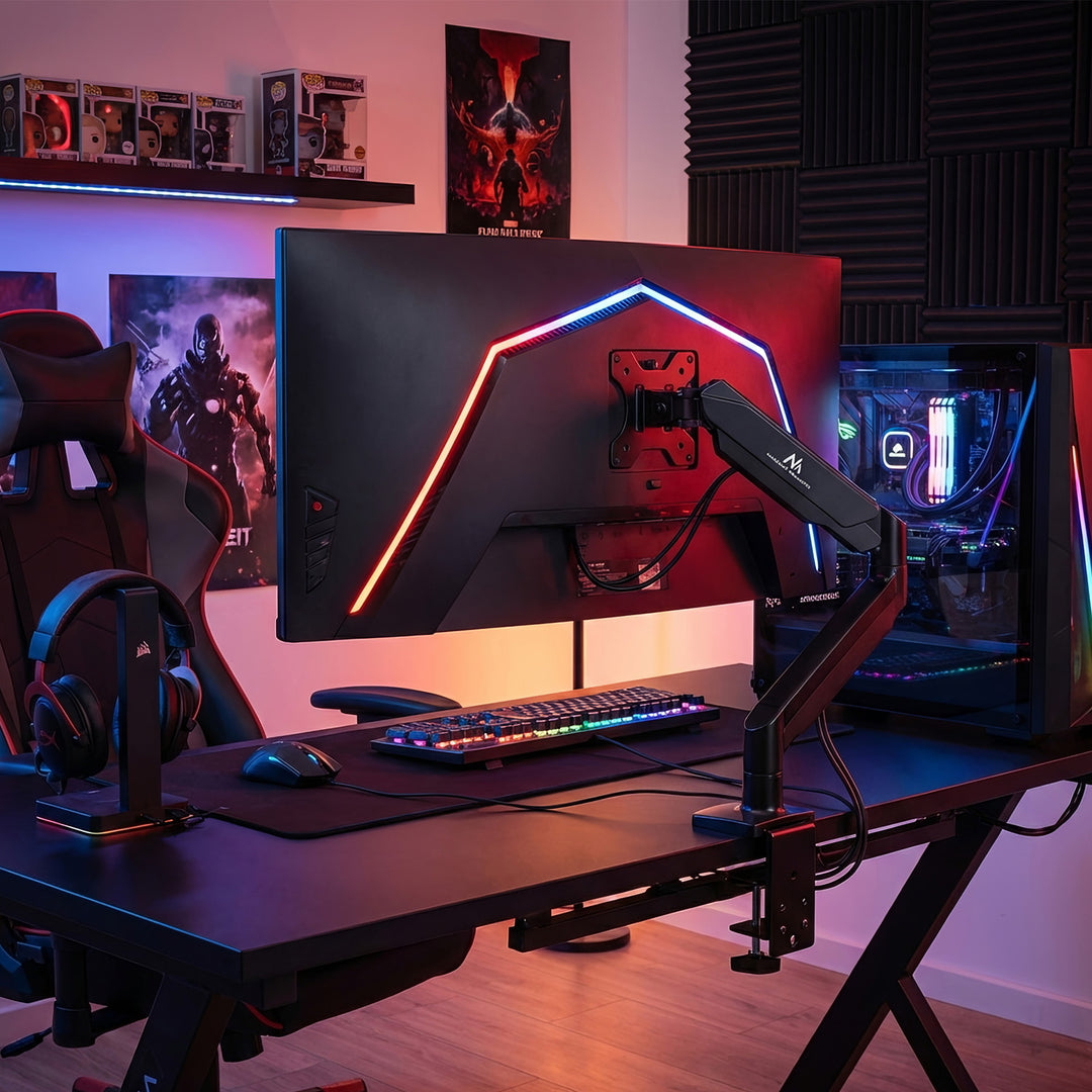 Uchwyt do monitora Maclean, podwójne ramię, ze sprężyną gazową, 17"-32", 8 kg, MC-775