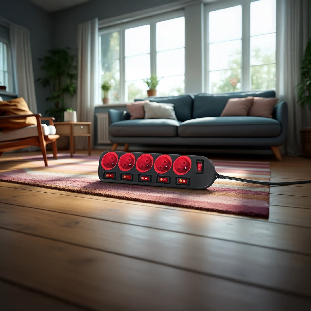 Listwa zasilająca Maclean, przedłużacz 5 gniazd, z włącznikami, 250VAC/10A, 1.5m, MCE204