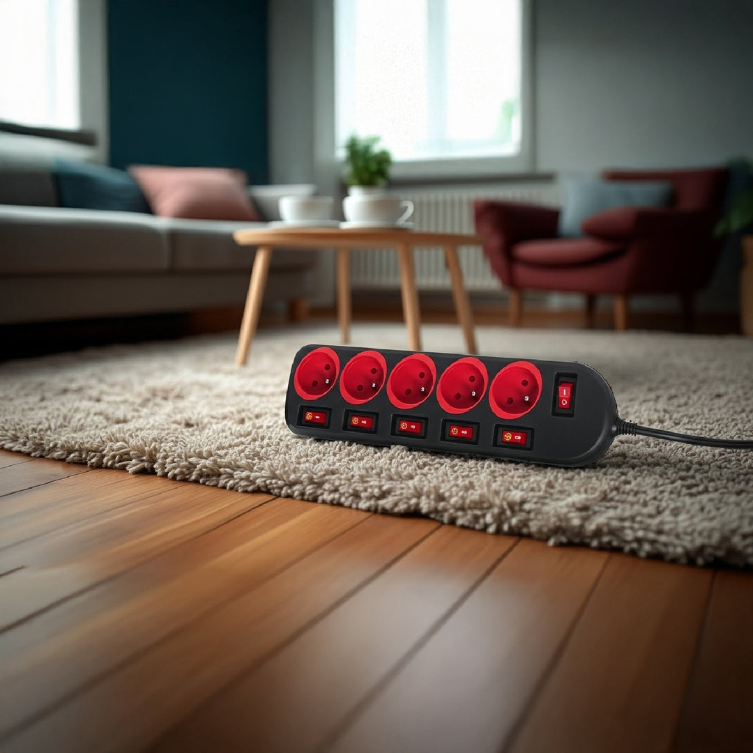 Listwa zasilająca Maclean, przedłużacz 5 gniazd, z włącznikami, 250VAC/10A, 1.5m, MCE204