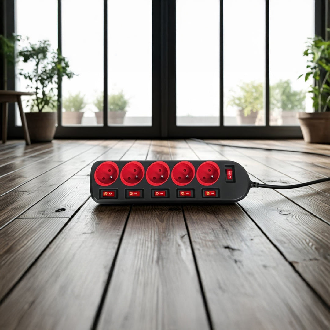 Listwa zasilająca Maclean, przedłużacz 5 gniazd, z włącznikami, 250VAC/10A, 1.5m, MCE204