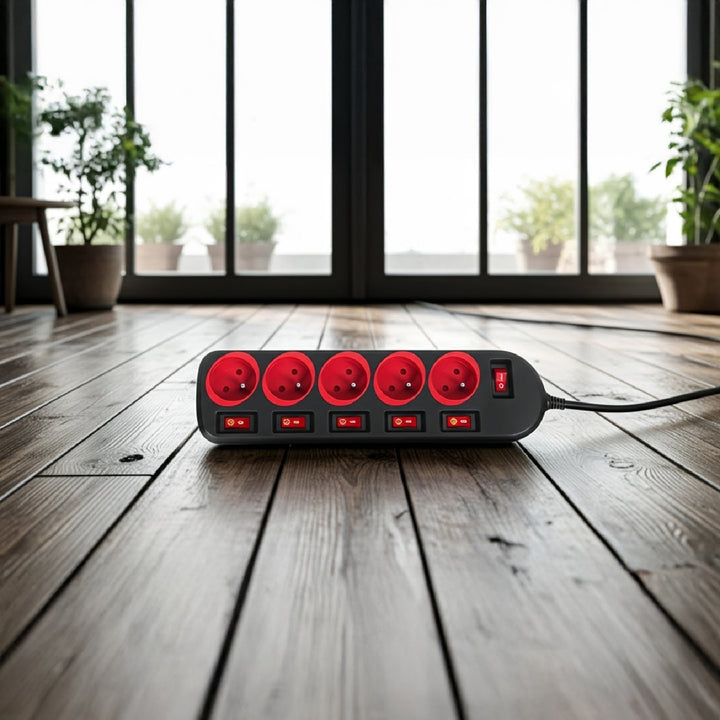 Listwa zasilająca Maclean, przedłużacz 5 gniazd, z włącznikami, 250VAC/10A, 1.5m, MCE204