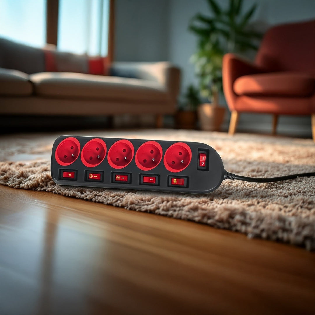 Listwa zasilająca Maclean, przedłużacz 5 gniazd, z włącznikami, 250VAC/10A, 1.5m, MCE204