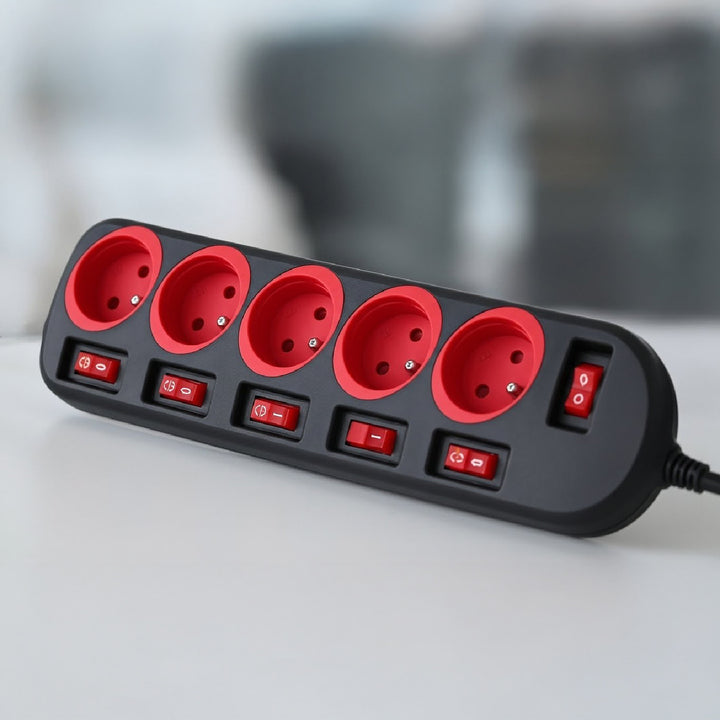 Listwa zasilająca Maclean, przedłużacz 5 gniazd, z włącznikami, 250VAC/10A, 1.5m, MCE204