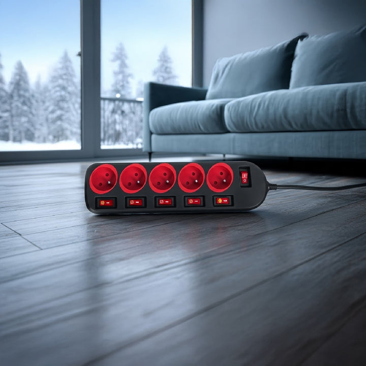 Listwa zasilająca Maclean, przedłużacz 5 gniazd, z włącznikami, 250VAC/10A, 1.5m, MCE204