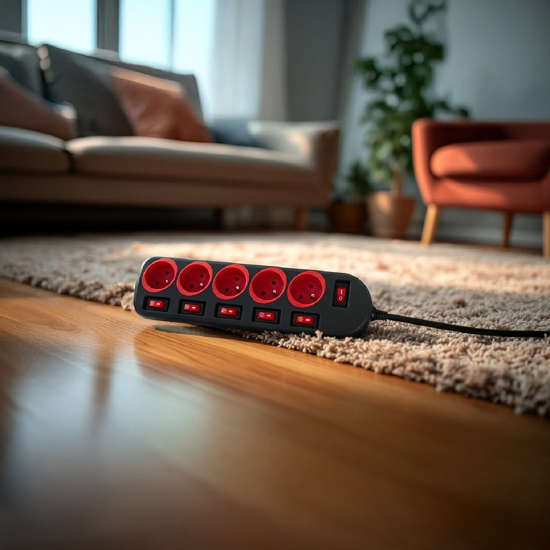 Listwa zasilająca Maclean, przedłużacz 5 gniazd, z włącznikami, 250VAC/10A, 1.5m, MCE204