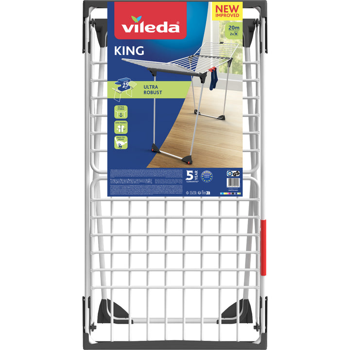Suszarka stojąca na pranie Vileda King z grubymi, aluminiowymi linkami