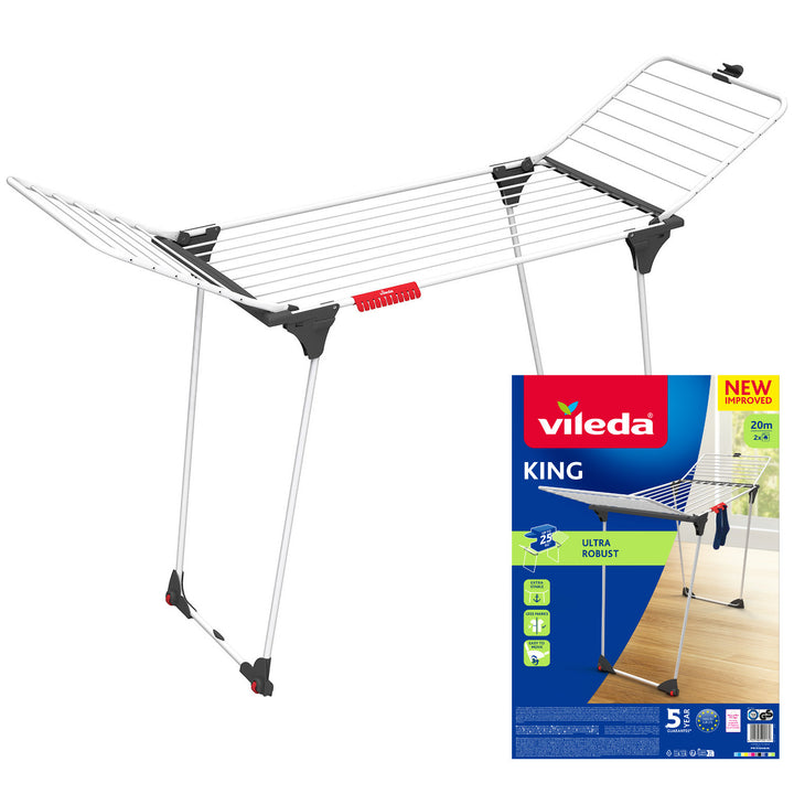 Suszarka stojąca na pranie Vileda King z grubymi, aluminiowymi linkami