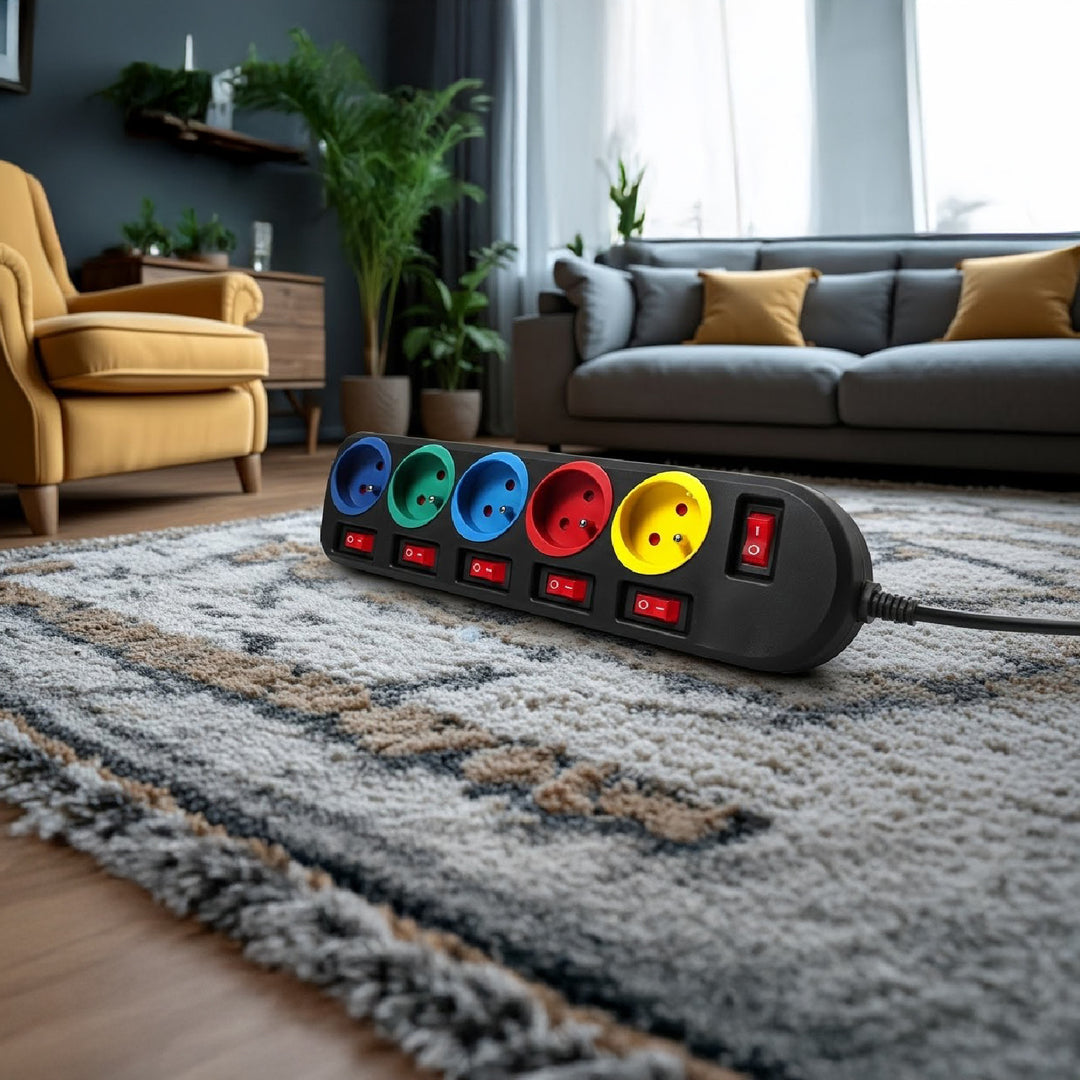 Listwa zasilająca przedłużacz 5 gniazd z włącznikami Maclean Energy MCE204M 250VAC/10A 1,5m Multi kolor