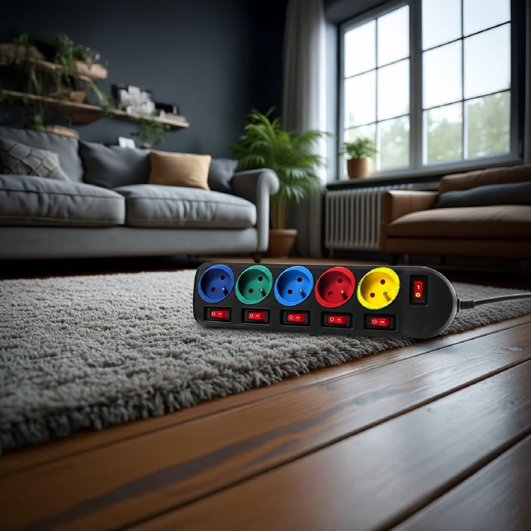 Listwa zasilająca przedłużacz 5 gniazd z włącznikami Maclean Energy MCE204M 250VAC/10A 1,5m Multi kolor