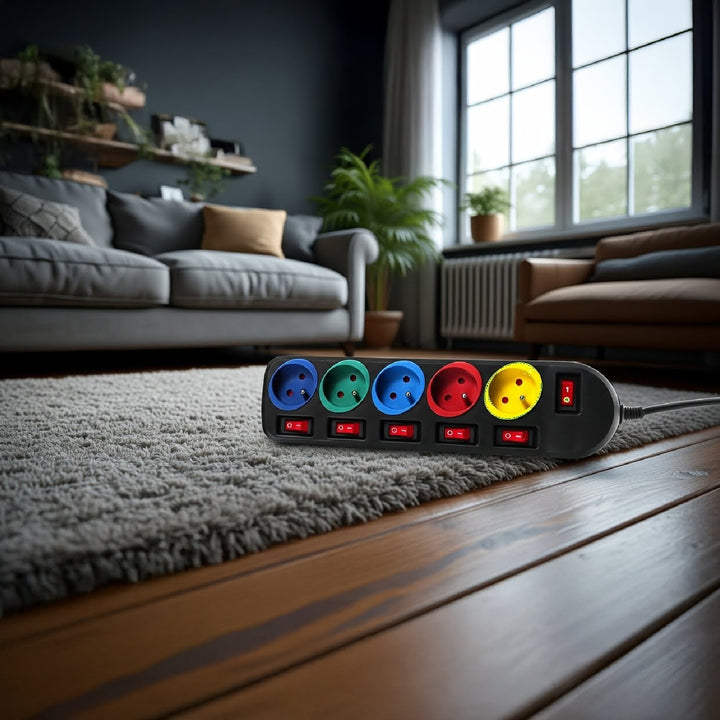 Listwa zasilająca przedłużacz 5 gniazd z włącznikami Maclean Energy MCE204M 250VAC/10A 1,5m Multi kolor