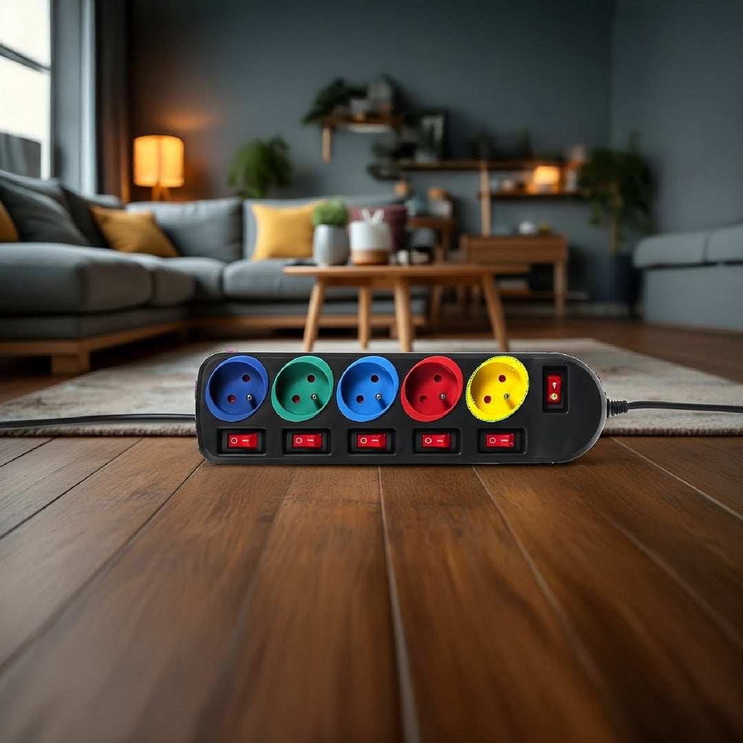 Listwa zasilająca przedłużacz 5 gniazd z włącznikami Maclean Energy MCE204M 250VAC/10A 1,5m Multi kolor