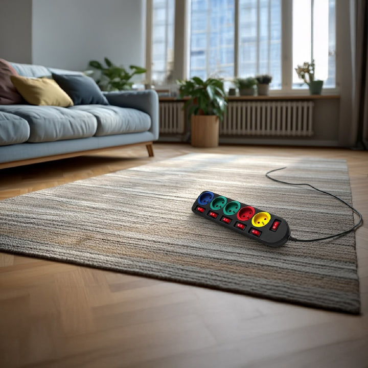 Listwa zasilająca przedłużacz 5 gniazd z włącznikami Maclean Energy MCE204M 250VAC/10A 1,5m Multi kolor