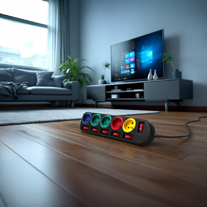 Listwa zasilająca przedłużacz 5 gniazd z włącznikami Maclean Energy MCE204M 250VAC/10A 1,5m Multi kolor