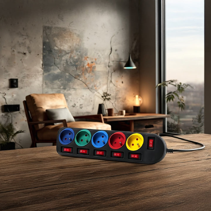 Listwa zasilająca przedłużacz 5 gniazd z włącznikami Maclean Energy MCE204M 250VAC/10A 1,5m Multi kolor