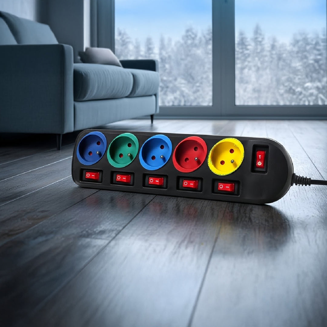 Listwa zasilająca przedłużacz 5 gniazd z włącznikami Maclean Energy MCE204M 250VAC/10A 1,5m Multi kolor