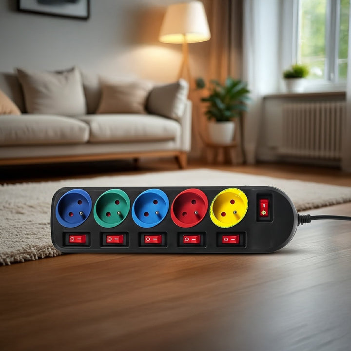 Listwa zasilająca przedłużacz 5 gniazd z włącznikami Maclean Energy MCE204M 250VAC/10A 1,5m Multi kolor