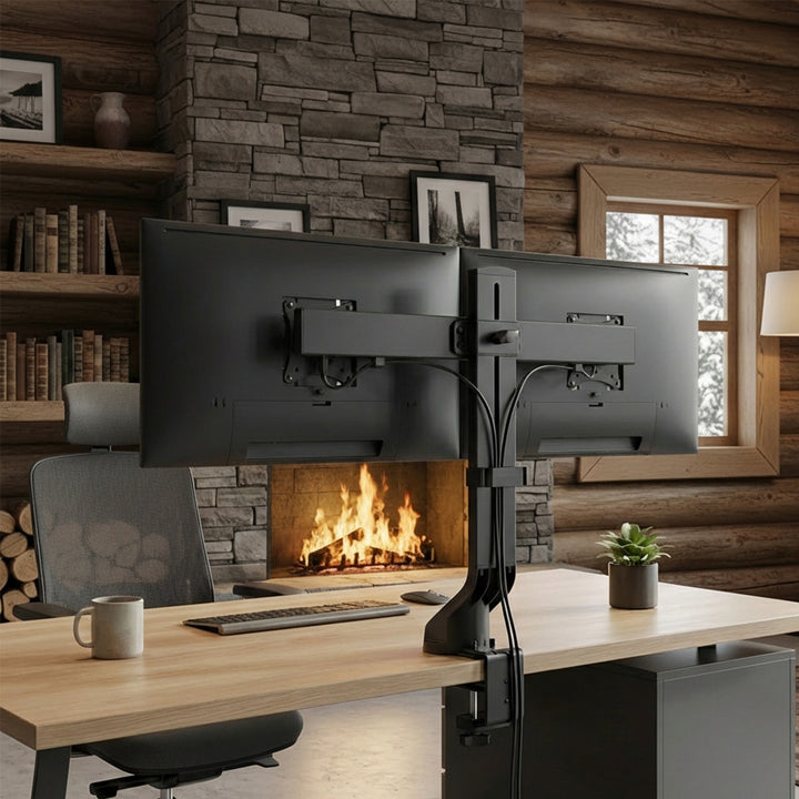 Uchwyt na dwa monitory / podwójny 17"-27" 14kg Maclean MC-854 VESA 75x75 100x100 pasuje do MC-848 i MC-849