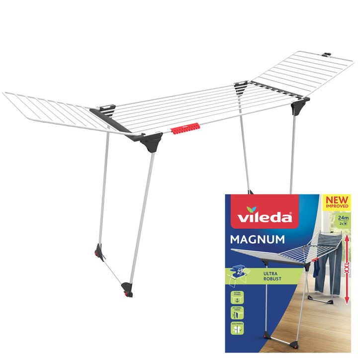 Suszarka na pranie stojąca Vileda Magnum powierzchnia suszenia 24m, stalowe linki XXL