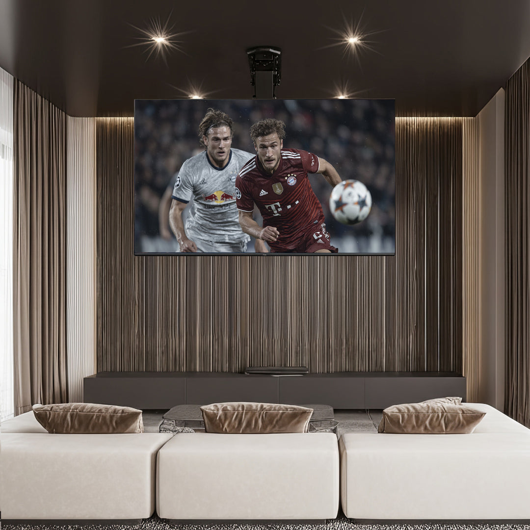 Uchwyt do TV elektryczny sufitowy, do pochyłych ścian 32"-70" 35kg max pilot Maclean MC-880 max VESA 600x411