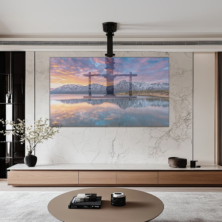 Uchwyt do TV elektryczny sufitowy, do pochyłych ścian 32"-70" 35kg max pilot Maclean MC-880 max VESA 600x411