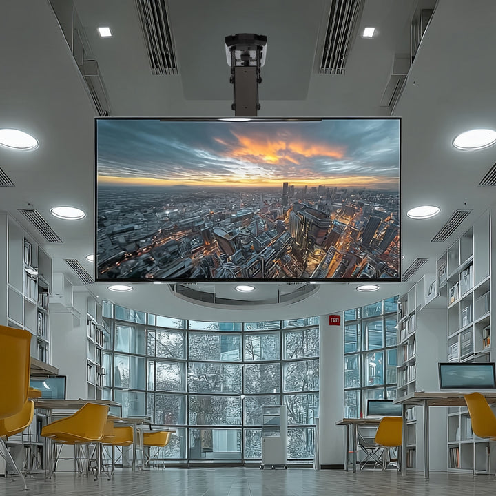 Uchwyt do TV elektryczny sufitowy, do pochyłych ścian 32"-70" 35kg max pilot Maclean MC-880 max VESA 600x411