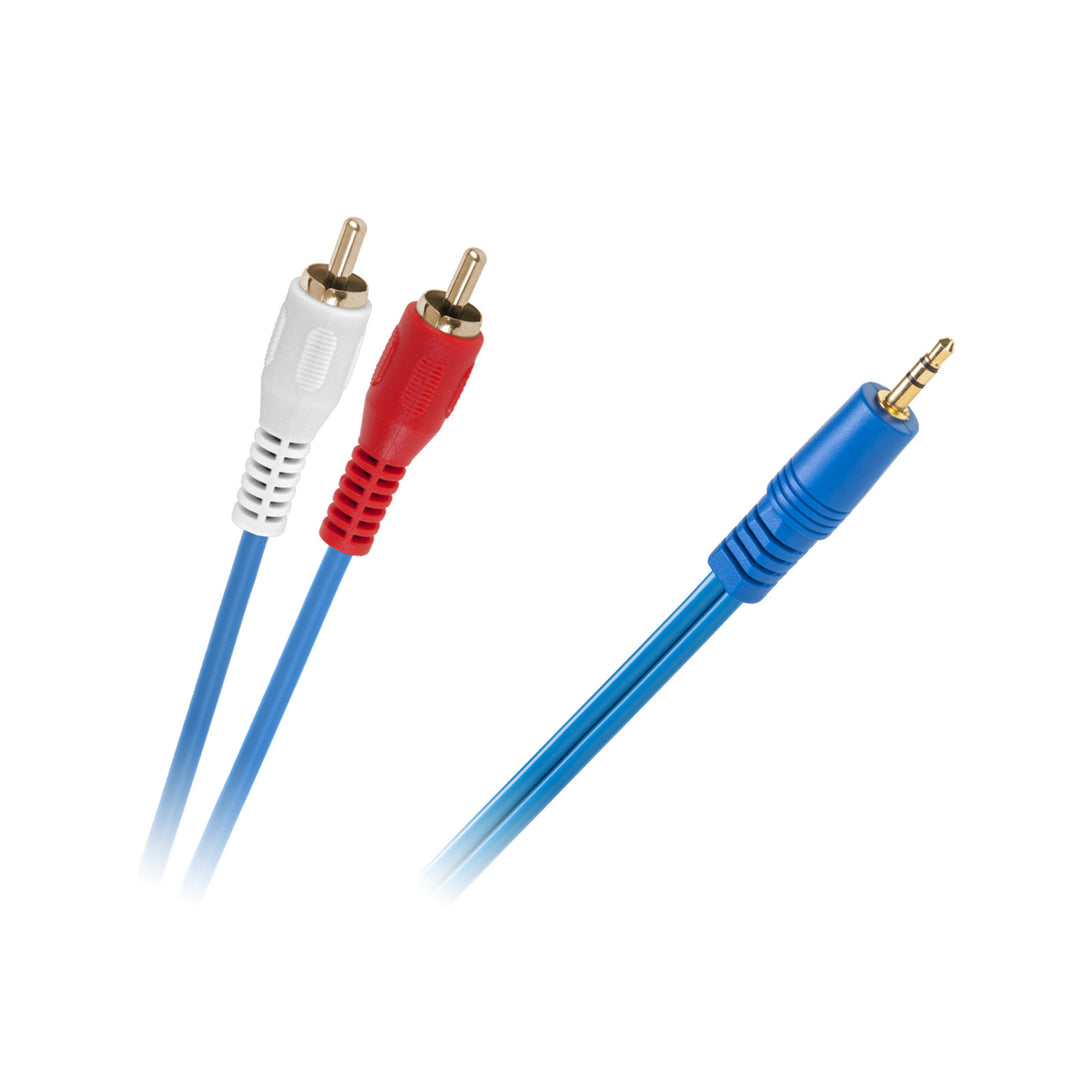 Kabel przewód jack 3,5 mm do 2x RCA 5 m niebieski do audio