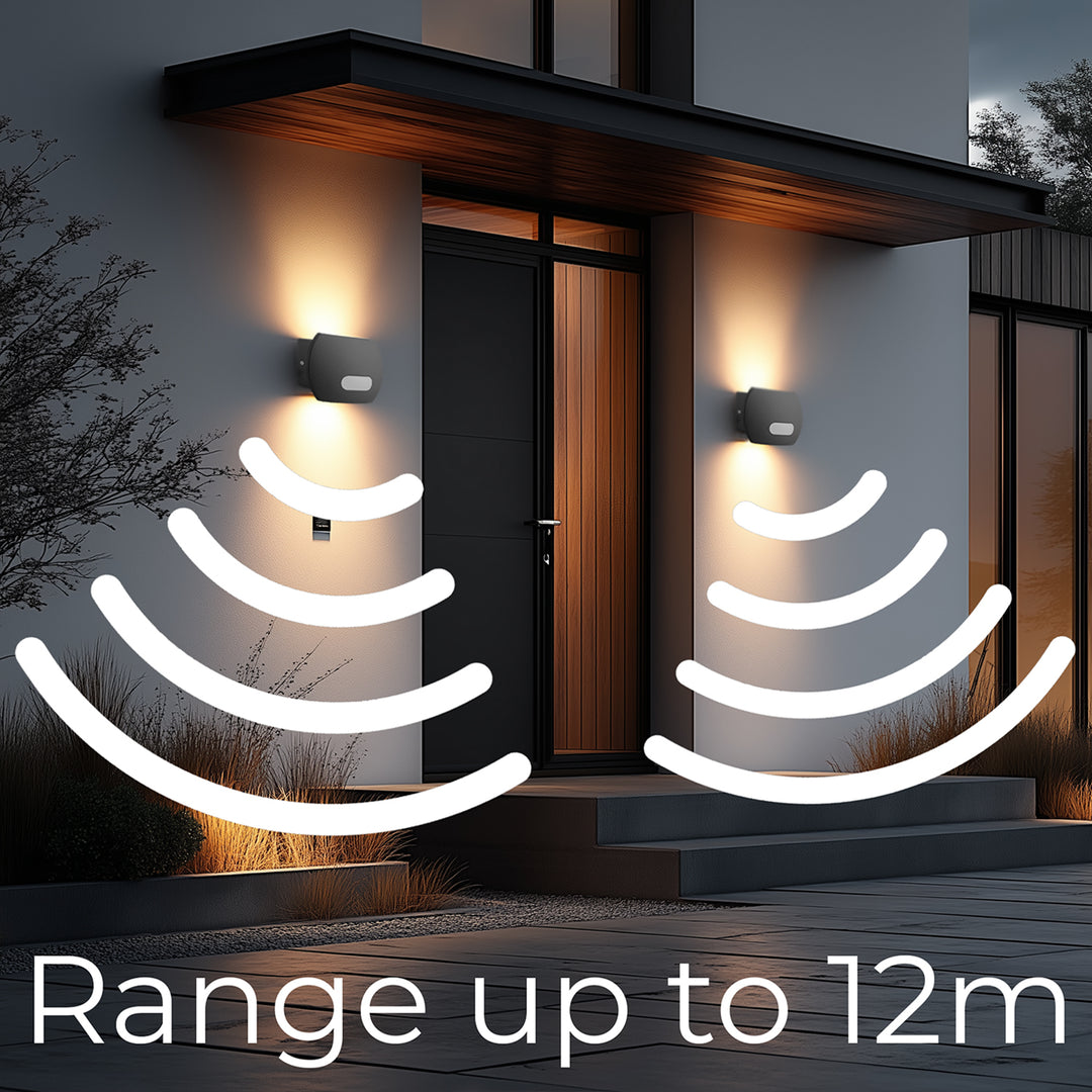 Ścienna lampa LED z czujnikiem PIR Maclean Energy MCE366 - PC+ALU, 20W (1600lm) Neutral White 4000K IP65 szara
