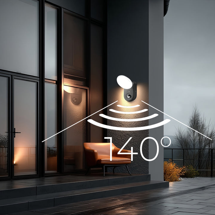 Ścienna lampa LED z czujnikiem PIR Maclean Energy MCE367 - PC+ALU, 15W (1100lm) Neutral White 4000K IP65 szara