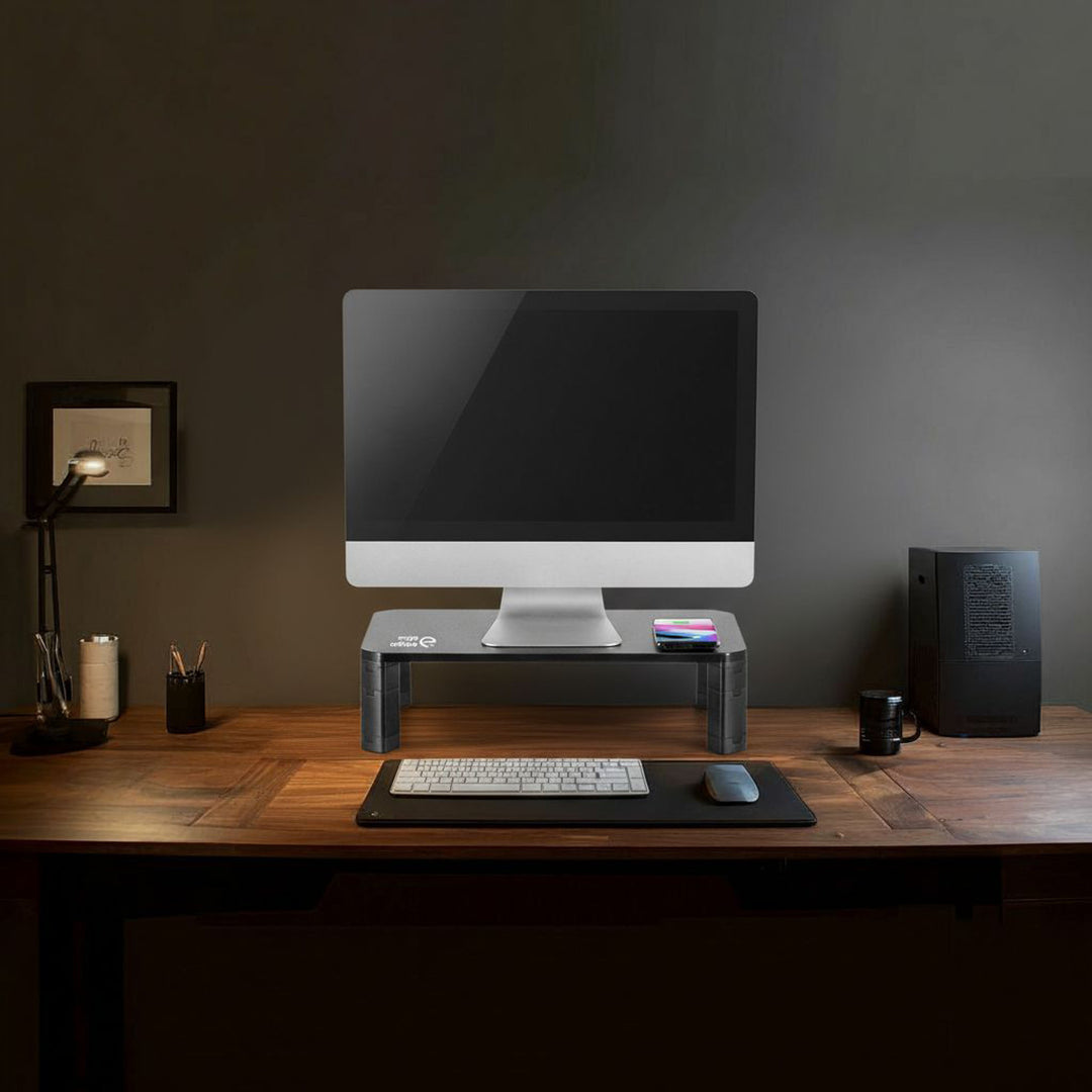 Podstawka stolik pod monitor Ergo Office, regulowana, z ładowarką bezprzewodową Qi, max 20kg, 17-32", ER-415
