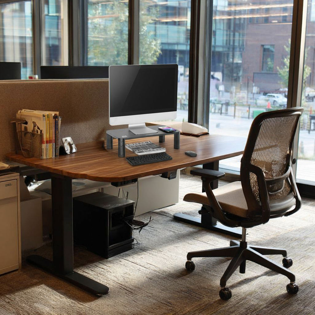 Podstawka stolik pod monitor Ergo Office, regulowana, z ładowarką bezprzewodową Qi, max 20kg, 17-32", ER-415