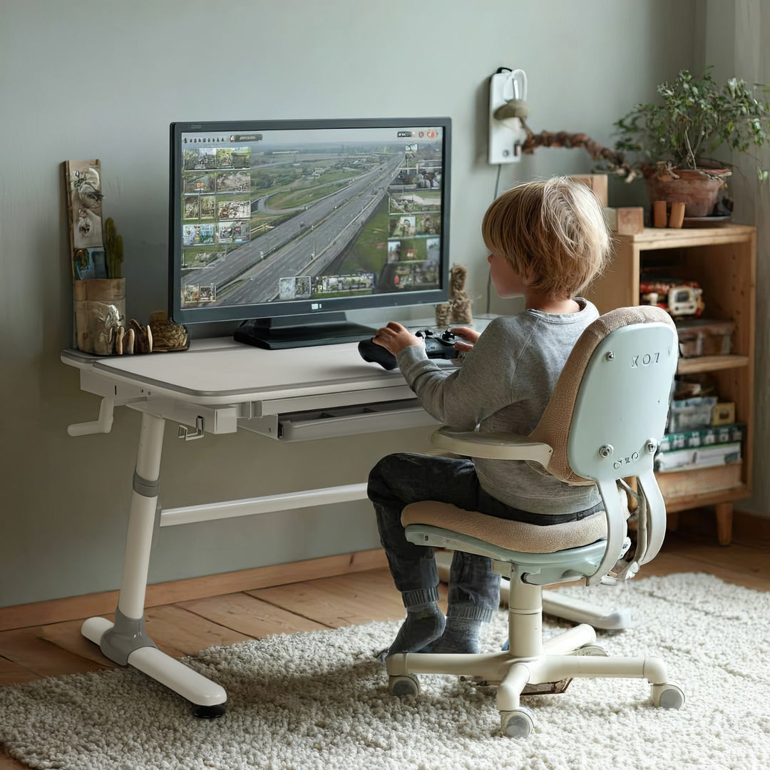 Biurko dla dzieci ergonomiczne z regulacją wysokości Ergo Office, szare, max 100kg, ER-417 2cz