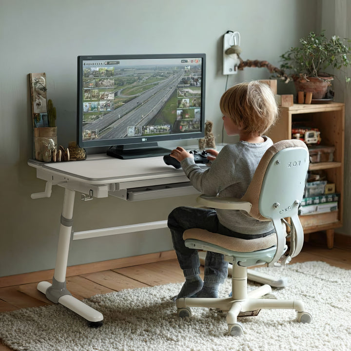 Biurko dla dzieci ergonomiczne z regulacją wysokości Ergo Office, szare, max 100kg, ER-417 2cz