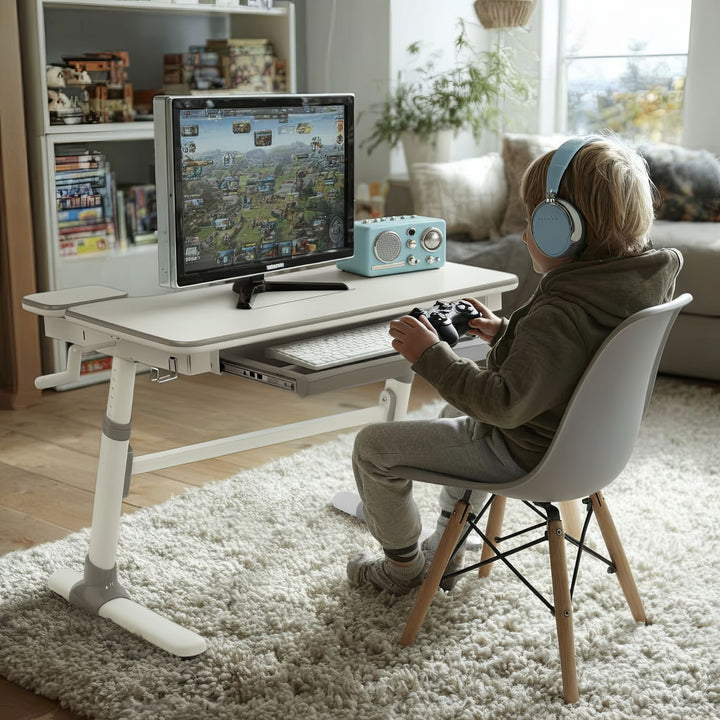 Biurko dla dzieci ergonomiczne z regulacją wysokości Ergo Office, szare, max 100kg, ER-417 2cz