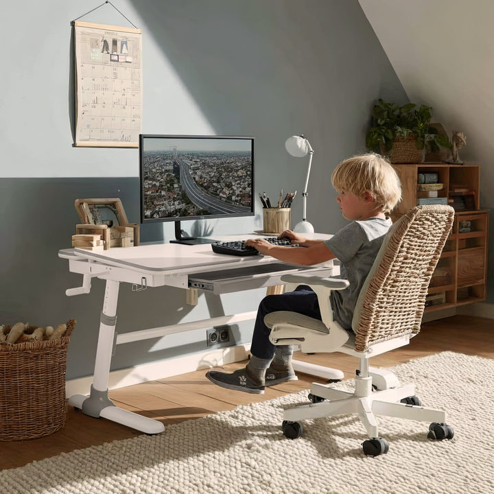 Biurko dla dzieci ergonomiczne z regulacją wysokości Ergo Office, szare, max 100kg, ER-417 2cz