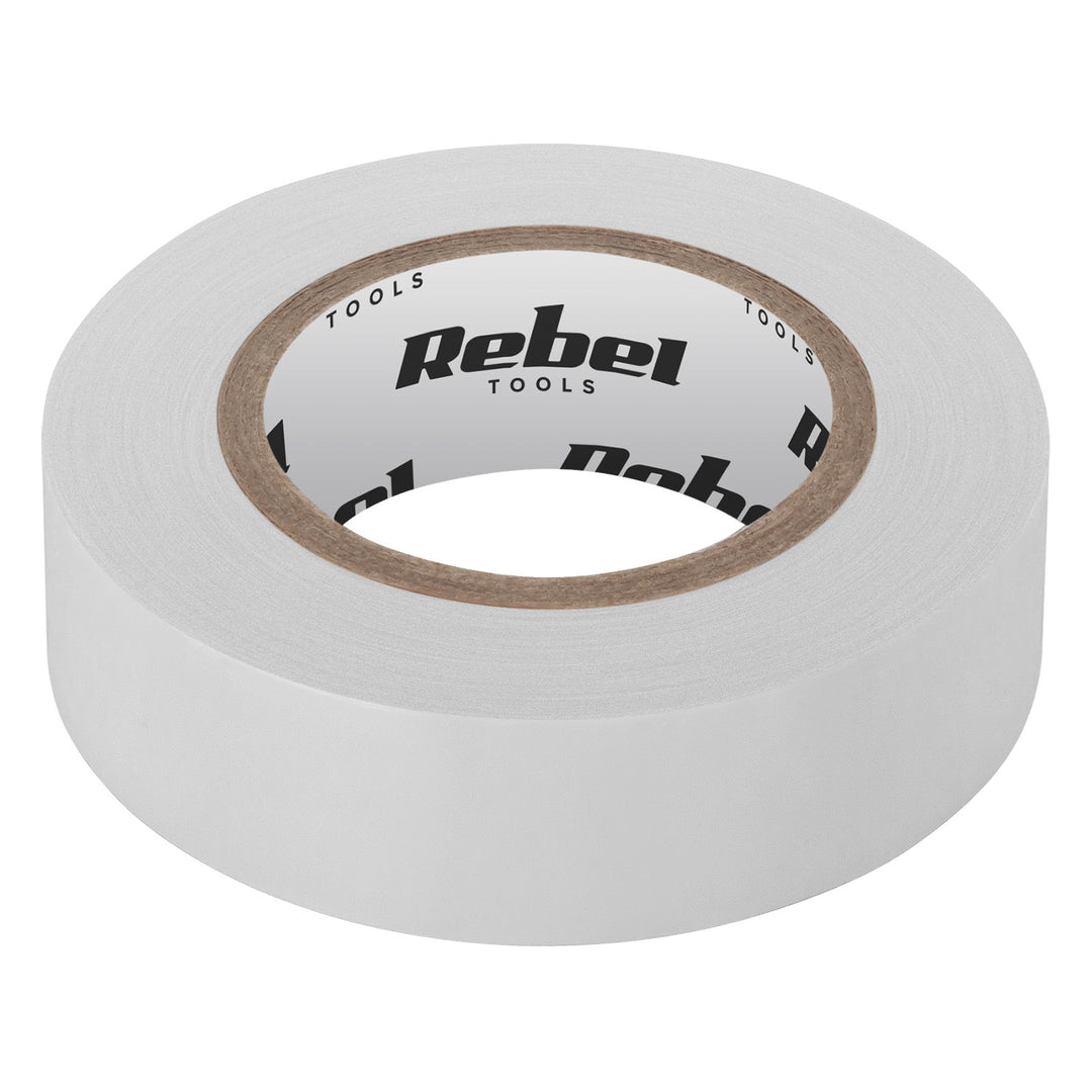 Taśma izolacyjna klejąca REBEL (0,13 mm x 19 mm x 20 yd) biała