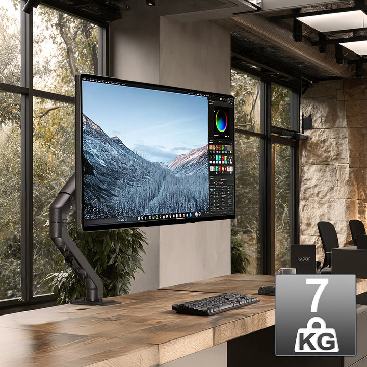 Uchwyt biurkowy do monitora uniwersalny Maclean, sprężyna gazowa 17"-27" 7kg, VESA 75x75,100x100, MC-906