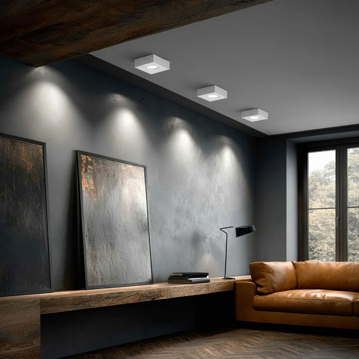 Punktowa oprawa sufitowa Maclean, dla źródeł światła MR16/GU10, kolor biały, 94x94x32mm, kwadratowa, alu, MCE464 W